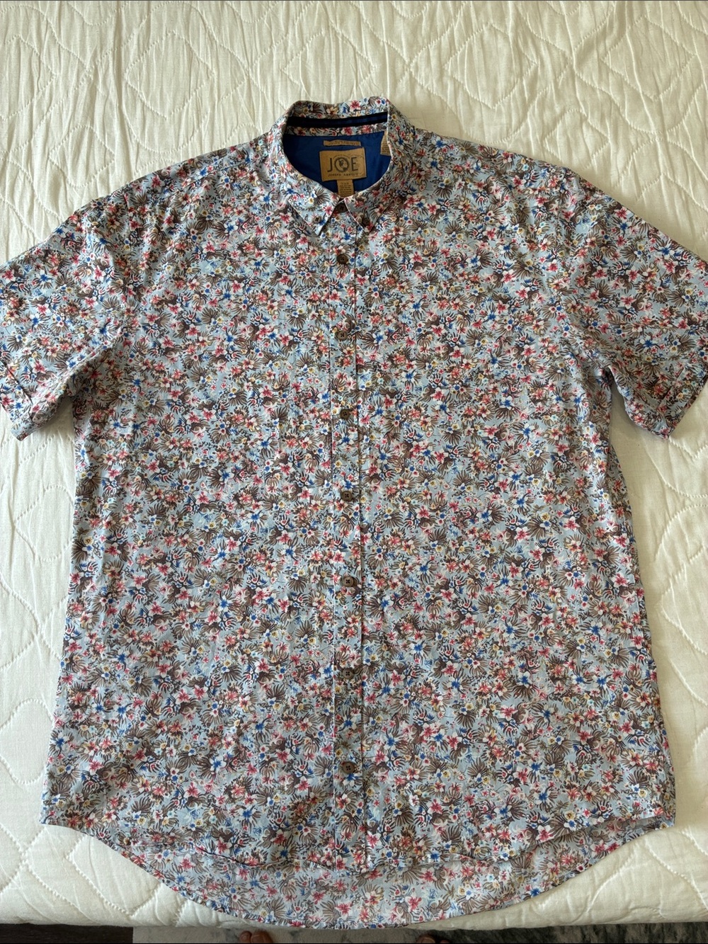 Joseph Abboud Short-Sleeve Floral Button-Down Shirt - Blue, Red, White